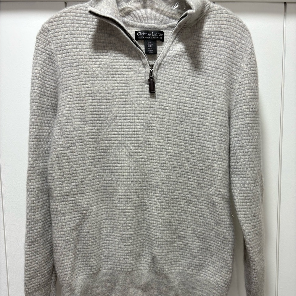 Christian Lacroix Sweater Mens Medium Gray  2 Ply Cashmere Preppy